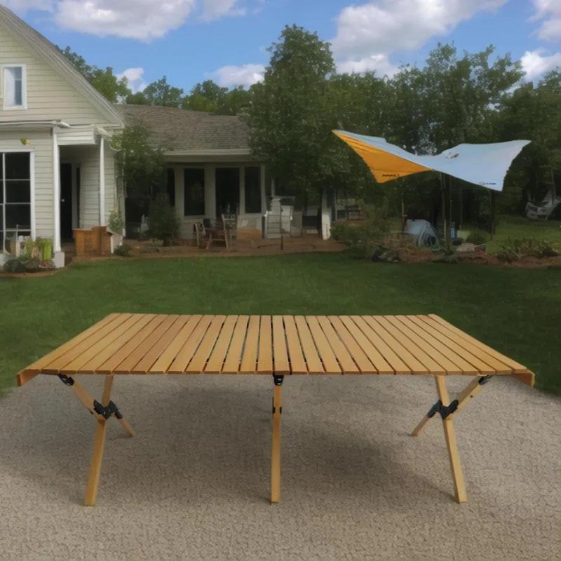 Multi-Function Wooden Foldable Portable Patio Dining Table, Naturalindoor And Outdoor Universal ,Natural