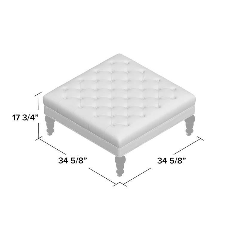 Kelly Clarkson Home Landis 35" Nailhead Trim Tufted Upholstered Ottoman