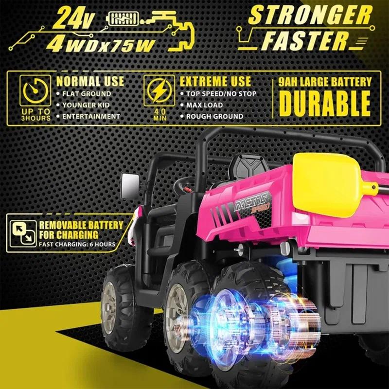 Himimi Delia Himimi 24 Voltage  Ride On Dump Truck, 2 Seater Kids UTV with Electric Dump Bed, Remote Control
