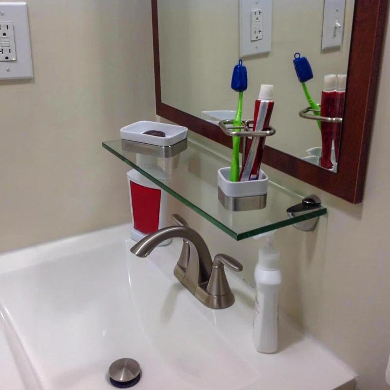 Latitude Run® Glass Accent Shelf with Adjustable Shelves