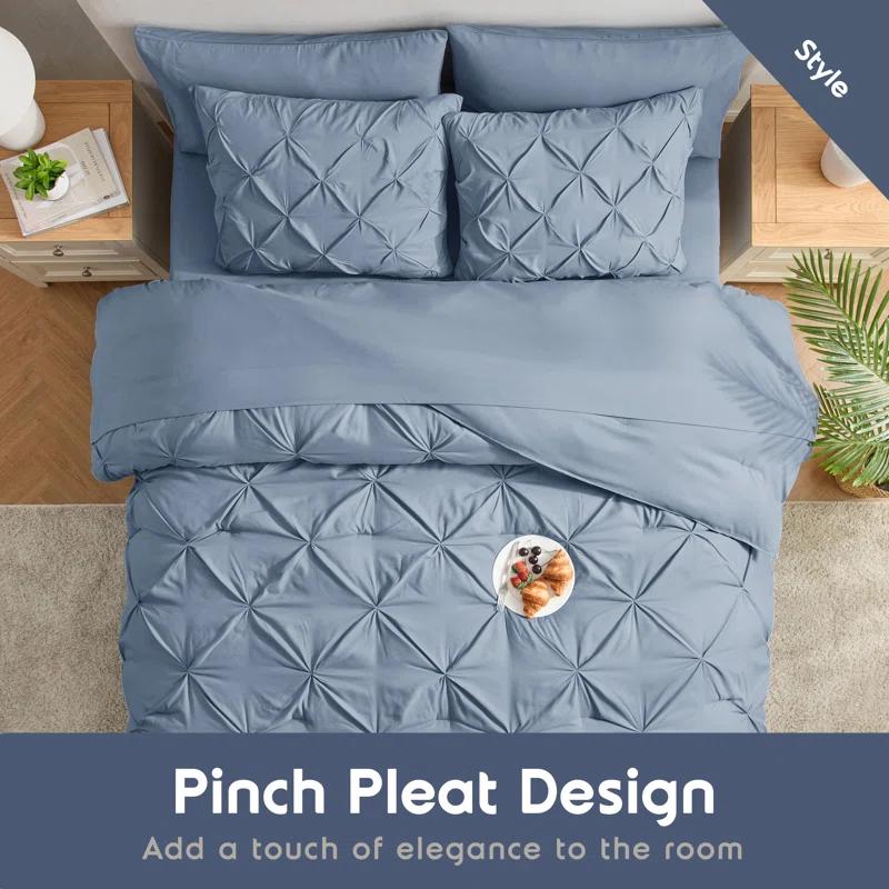 Nestl Bed-in-A-Bag Pleated Comforter Set with Bed Sheets