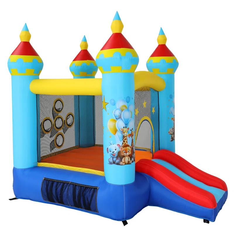 Ancheer 9ft x 6ft Animal Inflatable Bounce House for Kids, Inflatable Bouncy Castle with Blower, Jumping House with Slide/Pitching Game, Indoor Outdoor Toddler Kids Party
