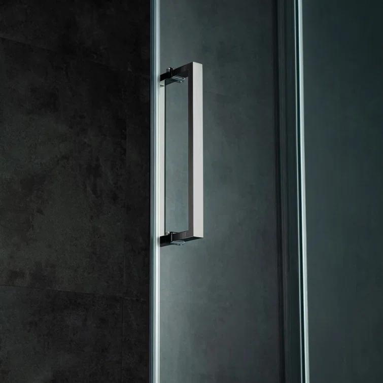 WoodBridge Frameless Single Sliding Shower Doors, 56-60" W X 62" H With 5/16" Clear Tempered Glass And Explosion-Proof Film MSDF6062-B