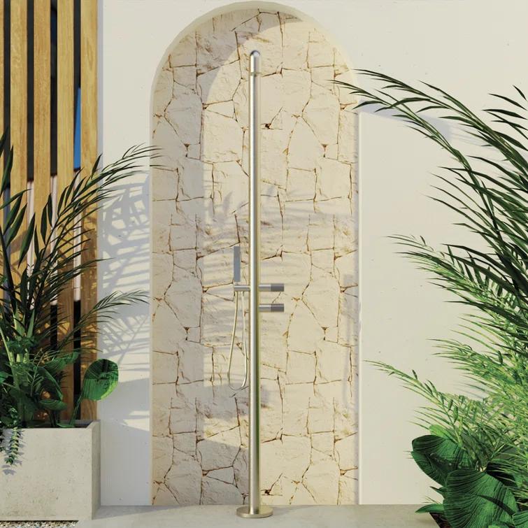 DAX Stainless Steel Free Standing Outdoor Shower and Footwash Spout