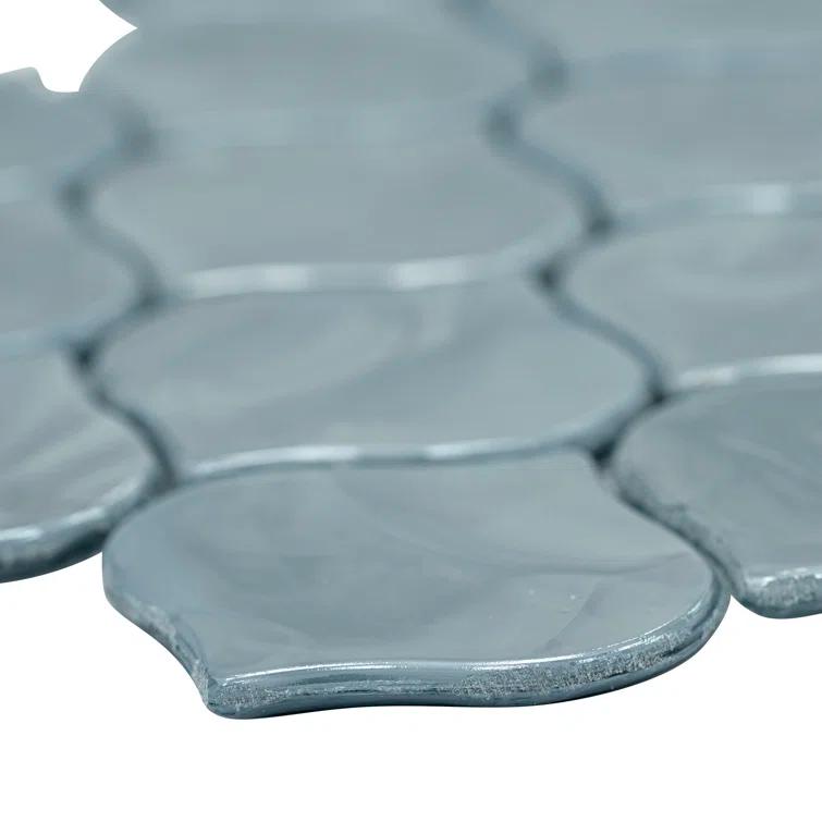 MSI Blue Shimmer Arabesque 10 in. x 10.2 in. Glass Mesh-Mounted Mosaic Wall Tile