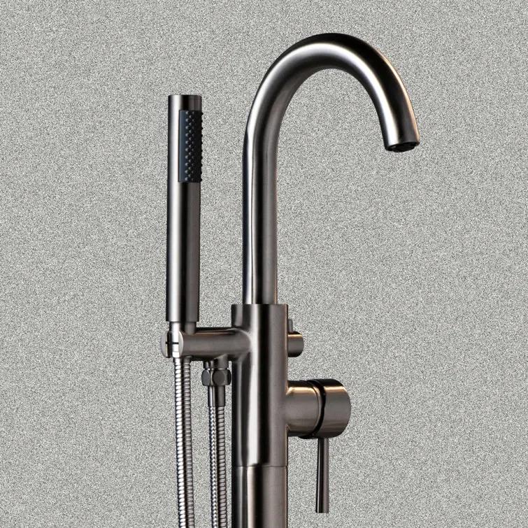 WoodBridge Single Handle Floor Mounted Freestanding Tub Faucet with Handshower F0023BNRD