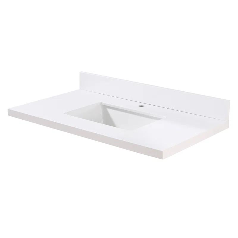 37" Single Bathroom Vanity Top in Snow White with Sink