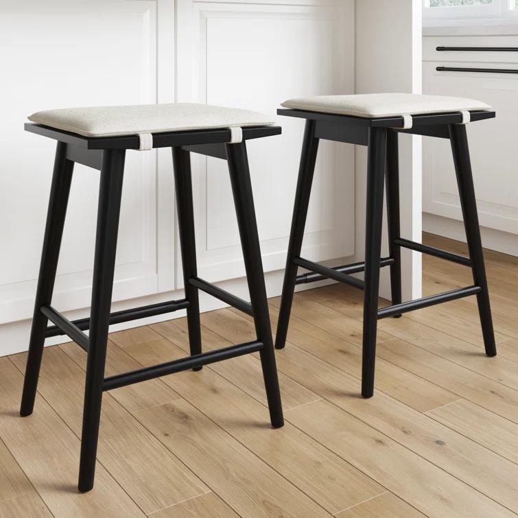 Nathan James Barker Upholstered Counter Stool with Solid Wood Frame