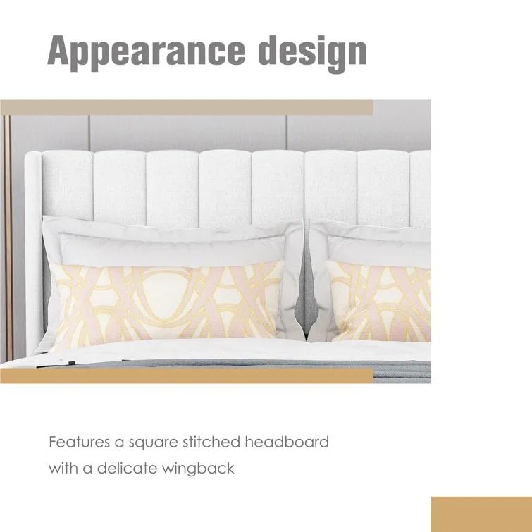 Wade Logan® Eriksay Low Profile Upholstered Platform Bed with Wingback Headboard