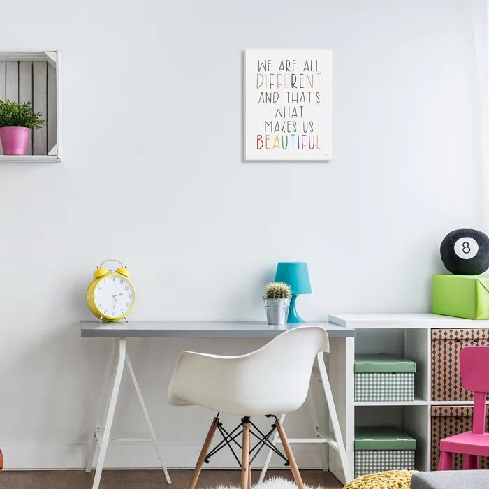 Stupell Industries " Different Is Beautiful Inspirational Quote " by Lux + Me Designs