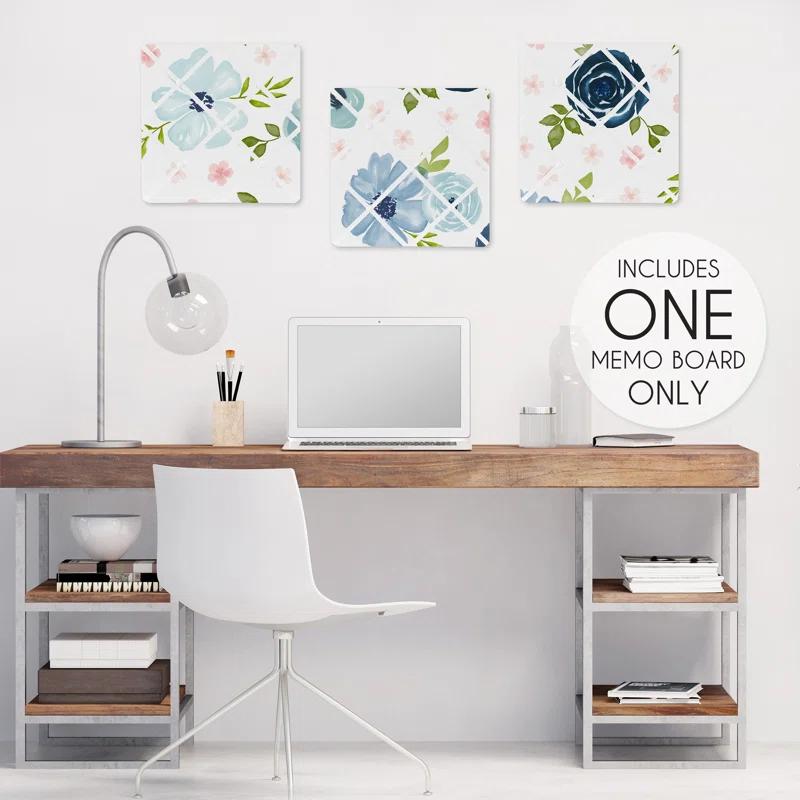 Sweet Jojo Designs Watercolor Floral Wall Mounted Photo Memo Board