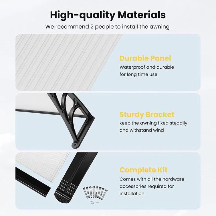 VIVOHOME VIVOHOME Plastic Clear/Black Cover Retractable Door/Window Awning