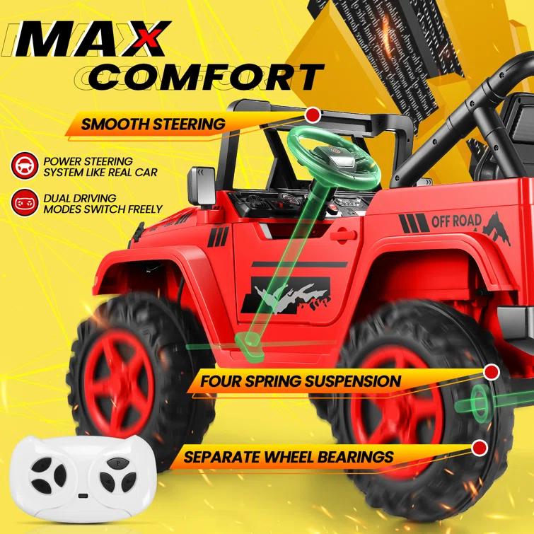 Ancheer Alex 24V 4WD//2WD Ride On Jeep Truck,2 Seater Kids UTV With 4X200w Powerful Engine,Remote Control,Bluetooth,20 Wide Seat,Vehicles for Kids Toddlers