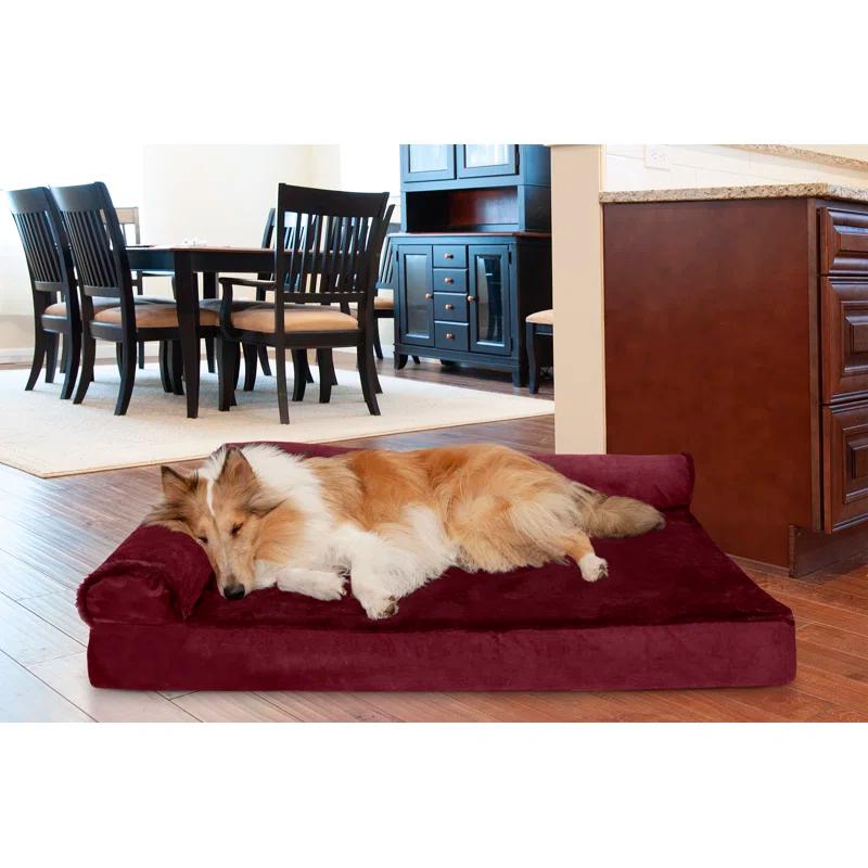 FurHaven Plush & Velvet Deluxe L-Chaise Orthopedic Pet Bed