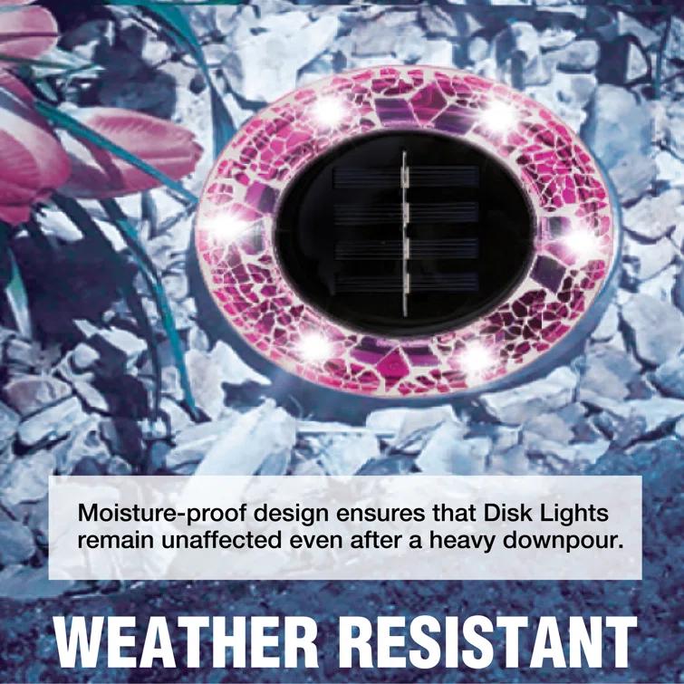 Bell + Howell Bell+howell Disk Lights Solar Ground Lights Mosaic Wireless Auto On/off Solar Pathway Garden Outdoor Lighting With 6 Led Bulbs For Lawn, Patio, Garden, Yard, Pathways Waterproof, 4 Pack - Blue & Reviews | Wayfair