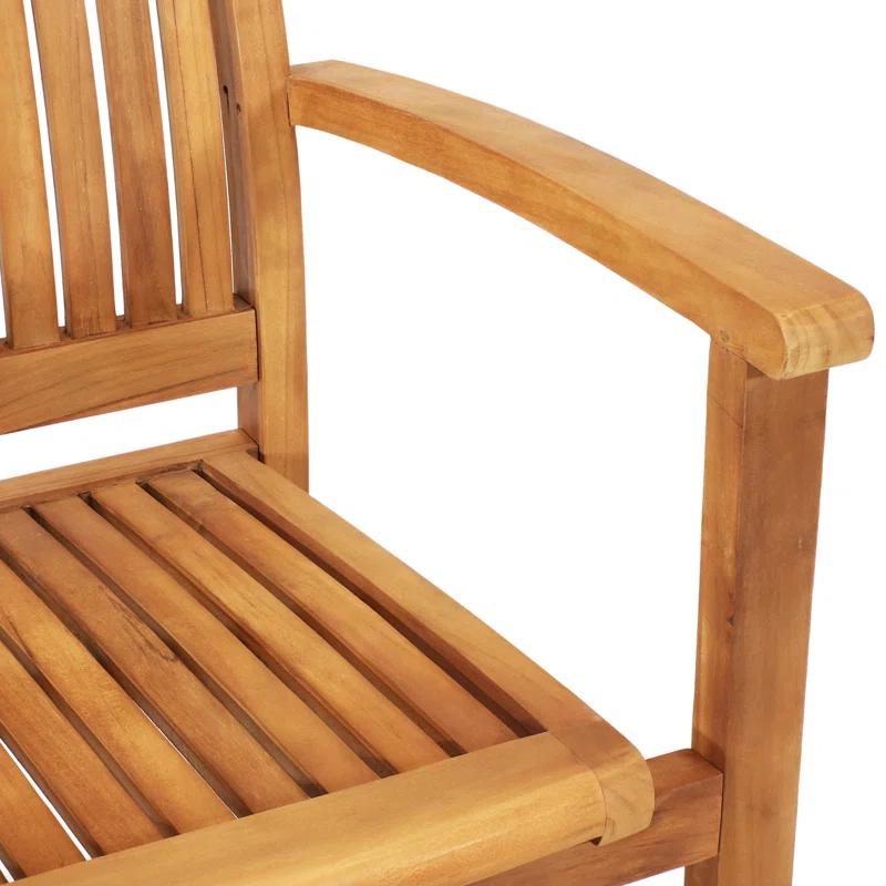 Red Barrel Studio® Datrion Teak Wood Outdoor Stacking Dining Armchair (Set of 2)