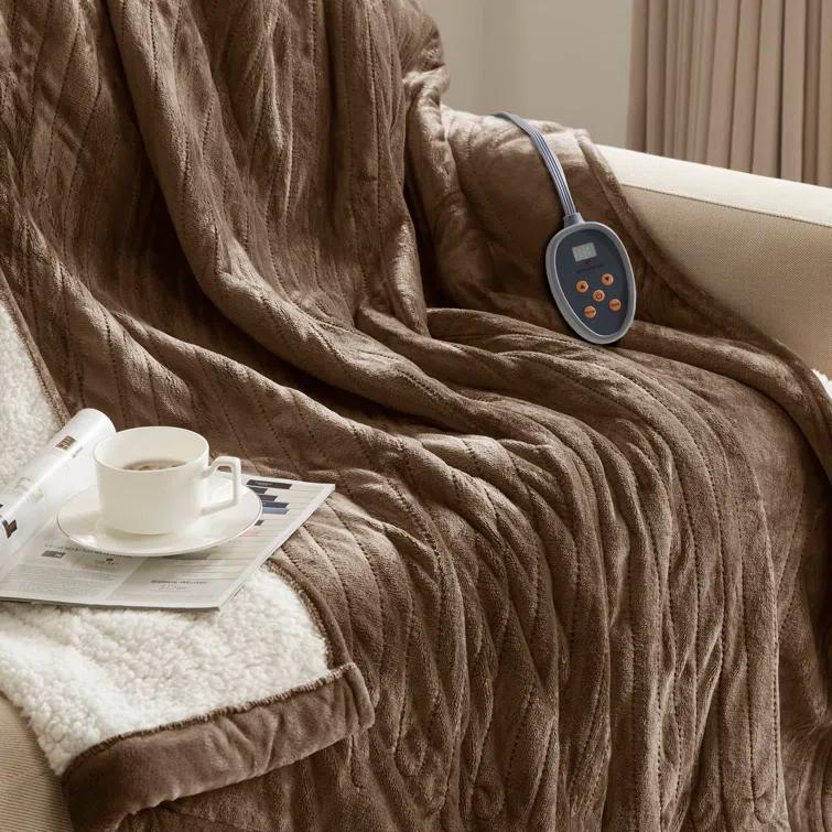 Woolrich Woolrich Heated Plush to Berber Sapphire Blue Blanket Queen