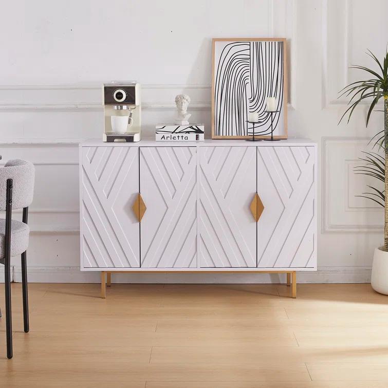 Mercer41 47.2" Accent Cabinet With 3D Geometric Doors