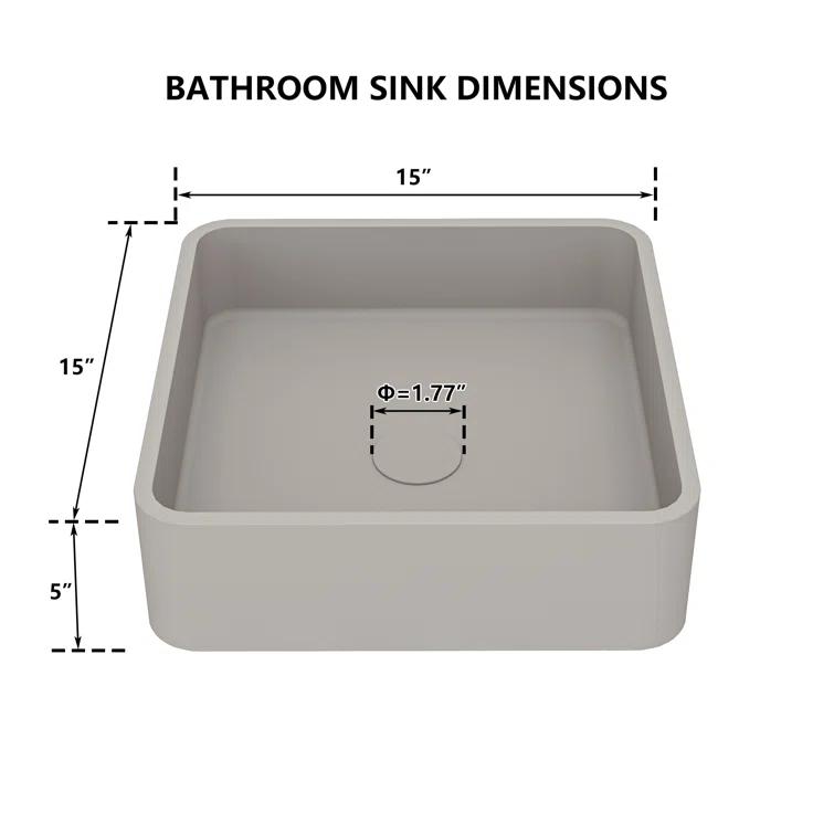 CASAINC CASAINC Maple 15.35'' Concrete Square Bathroom Sink CA-VS1020-CC