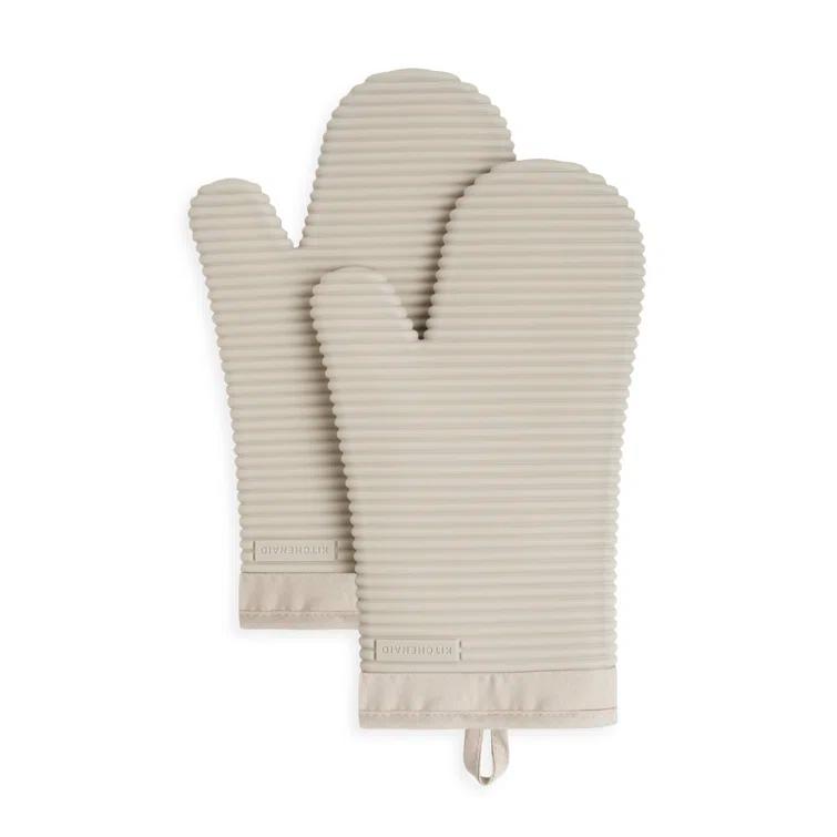 KitchenAid Milkshake Ribbed Soft Silicone Oven Mitts, Set of 2