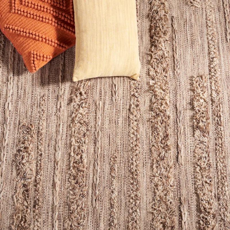 Hartzler Hand-Woven Flatweave Wool/Cotton Brown/Beige Area Rug