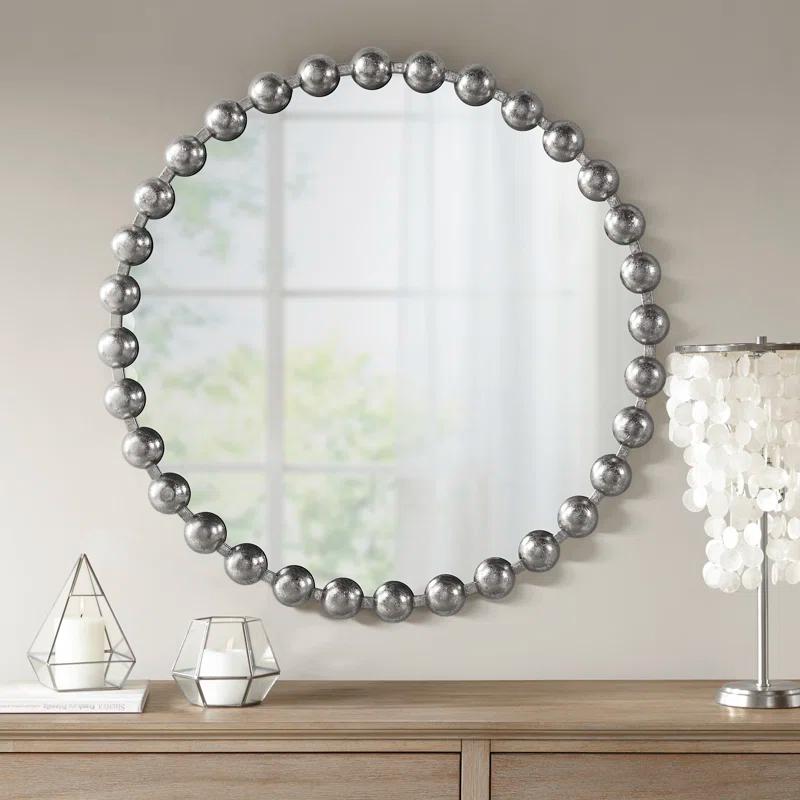 Marlowe Beaded Round Metal Wall Mirror