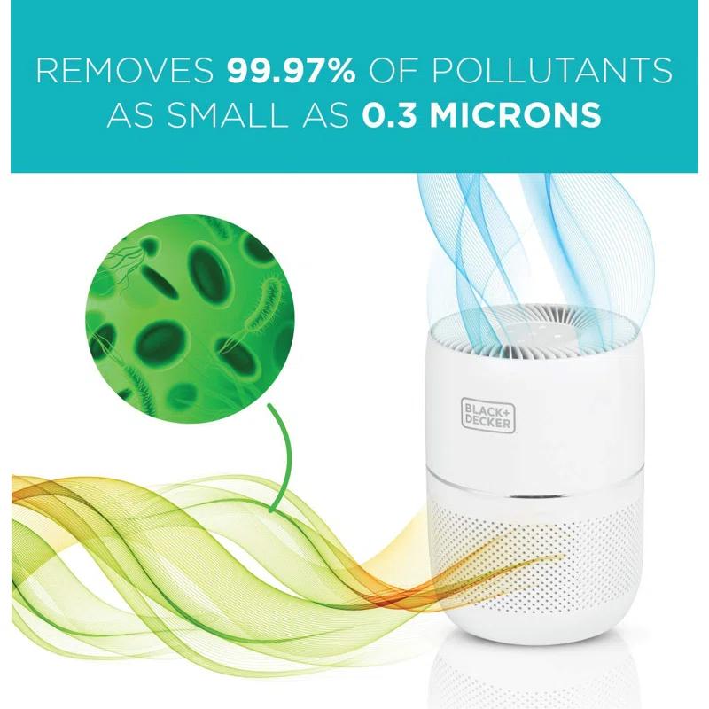 BLACK+DECKER BLACK+DECKER Tabletop Air Purifier - 3-Stage Filtration System, HEPA Air Purifiers for Home
