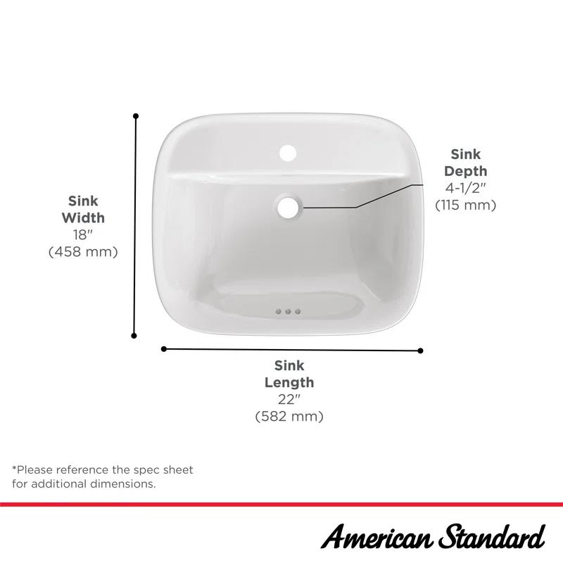 American Standard Aspirations 18'' Vitreous China Rectangular Bathroom Sink with Faucet and Overflow