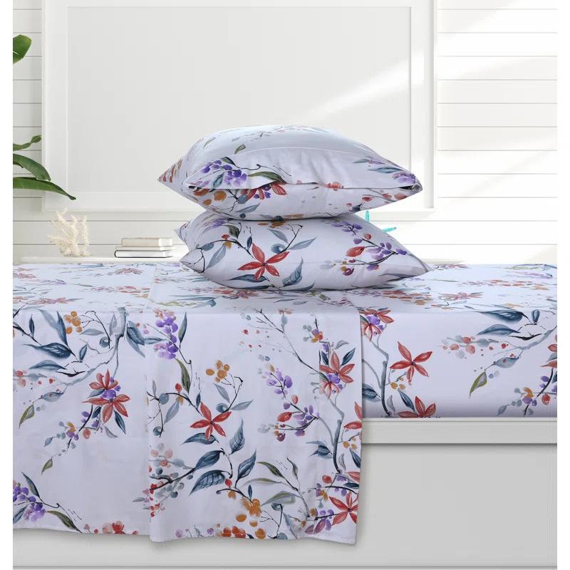 Azores Home Sateen Floral Sheet Set