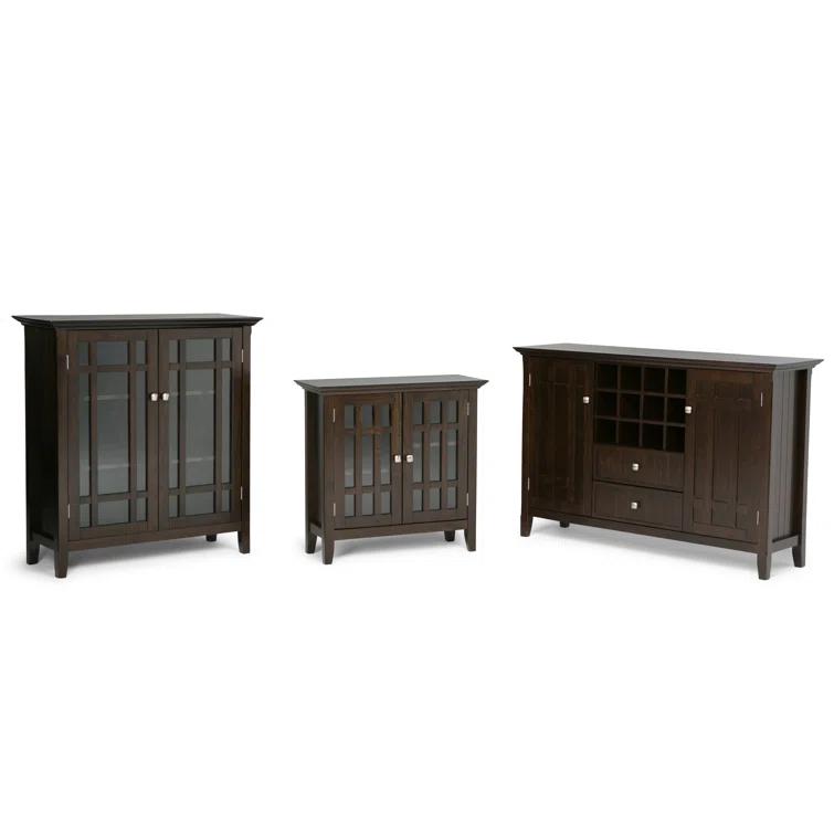 Simpli Home Bedford 54"W Solid Wood Sideboard Buffet and Wine Rack, 2 Drawers, and 2 Cabinets