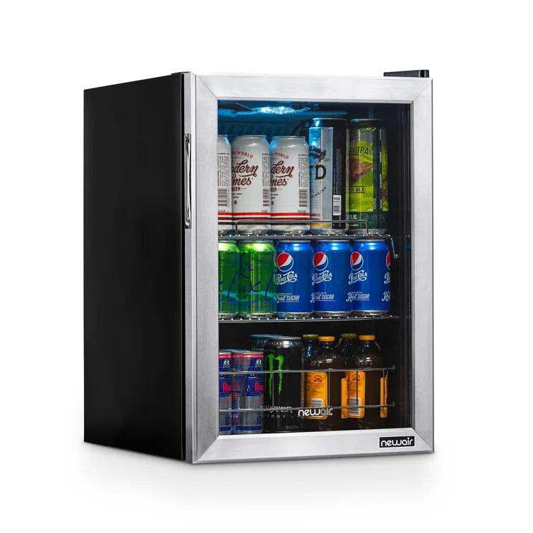 Newair Newair 90 Can Freestanding Beverage Fridge in Stainless Steel, Compact with Adjustable Shelves