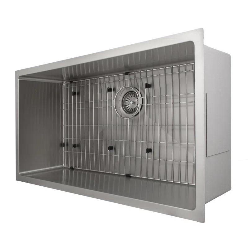 ZLINE SRS-36 ZLINE 36 in. Meribel Undermount Single Bowl Stainless Steel Kitchen Sink W/ Bottom Grid (SRS-36)