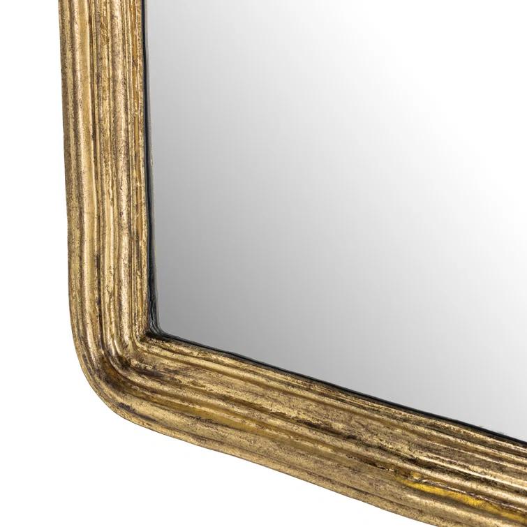 Rectangular Gold Leaf Wood Wall Mirror