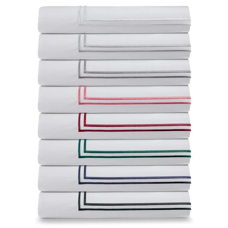 Ella Jayne Home Ella Jayne Cotton Duvet Cover with Satin Satin Stitching 3-Piece Set, White with White Satin Stitching
