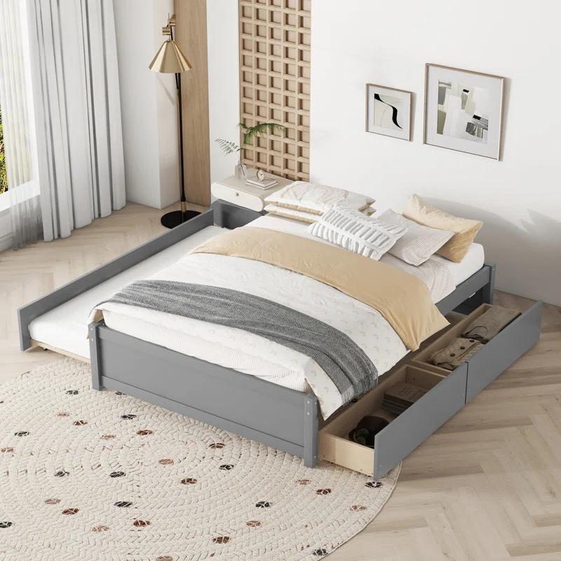FULL BED WITH TWIN SIZE TRUNDLE AND TWO DRAWERS
