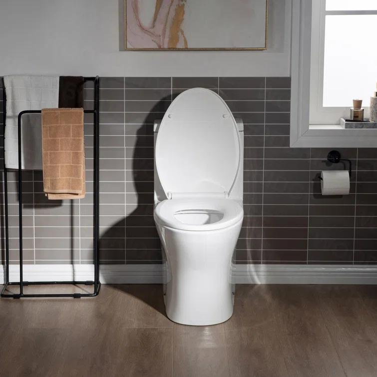 WoodBridge 1.28 GPF Elongated One Piece Dual-Flush Toilet with Soft-Closing Seat,MAP Flushing 1000G B0750-B/N