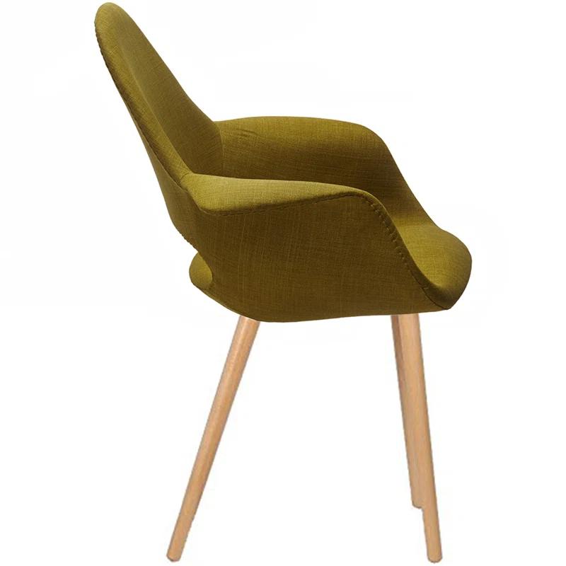 George Oliver Conover Clontz Upholstered Dining Armchairs – Mid-Century Modern Fabric Seat with Natural Wood Legs (Set of 2) (Set of 2)