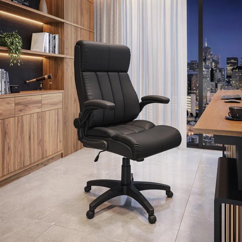 Winston Porter Baillie Medium Back Executive Office Chair with Flip-Up Arms