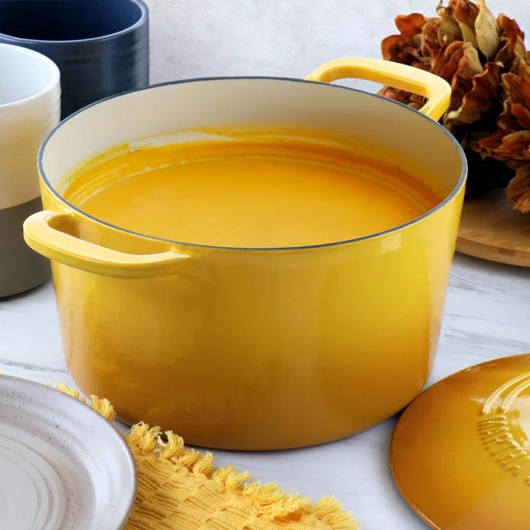 Martha Stewart Martha Stewart 7 Quart Enameled Cast Iron Dutch Oven With Lid In Yellow Ombre