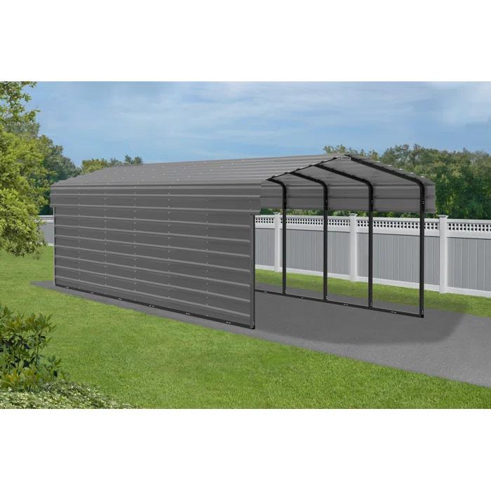 Arrow Arrow Steel Carport with 1 Side Wall Kit 10X29X7