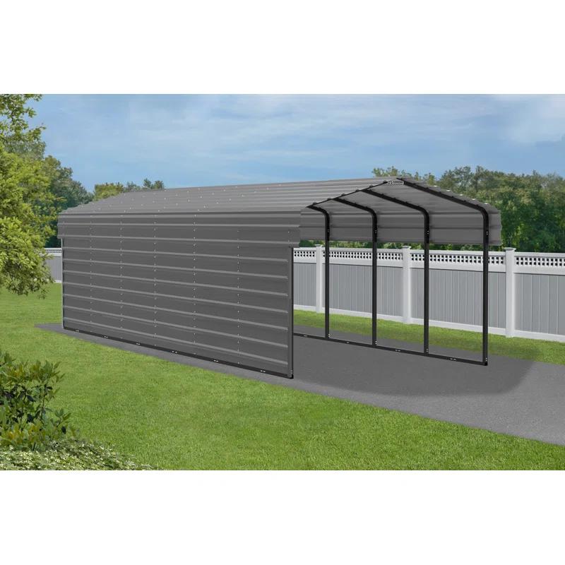 Arrow Arrow Steel Carport with 1 Side Wall Kit 10X29X7