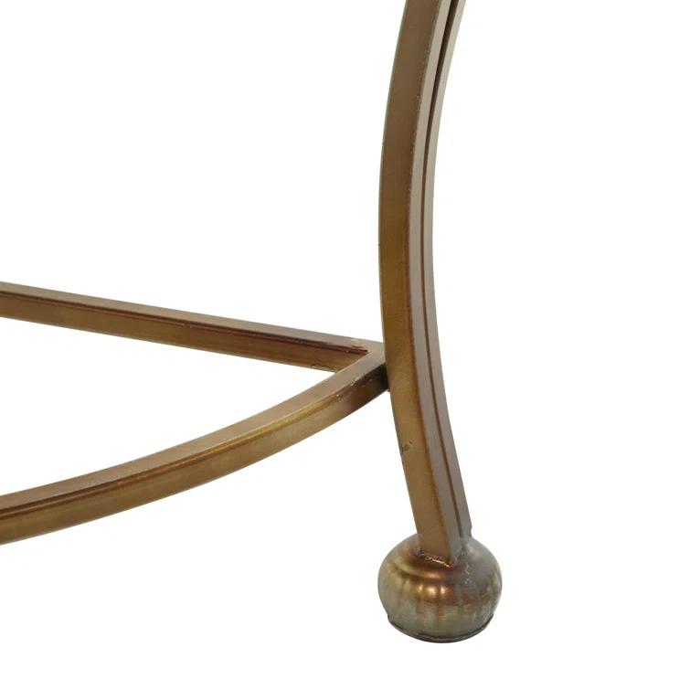 Alcott Hill® Gold Metal Leaf Embossed Living Room Console Table with Ornate Scroll Legs, 41" x 19" x 33"