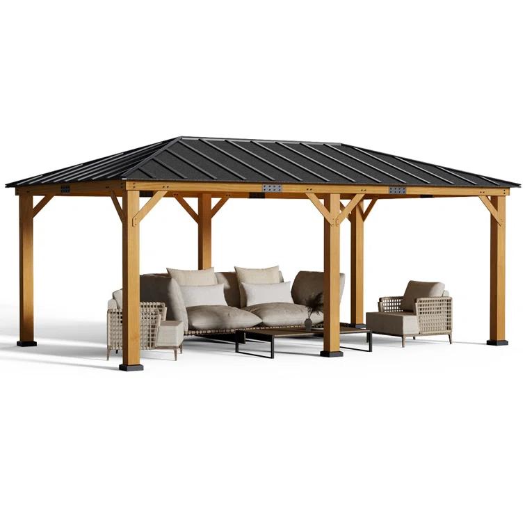 EROMMY 20 Ft. W X 12 Ft. D Solid Wood Patio Gazebo