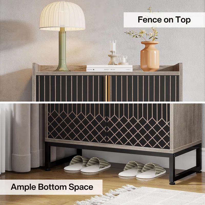 Everly Quinn 5-Tier Shoe Cabinet with Doors, 20-25 Pairs