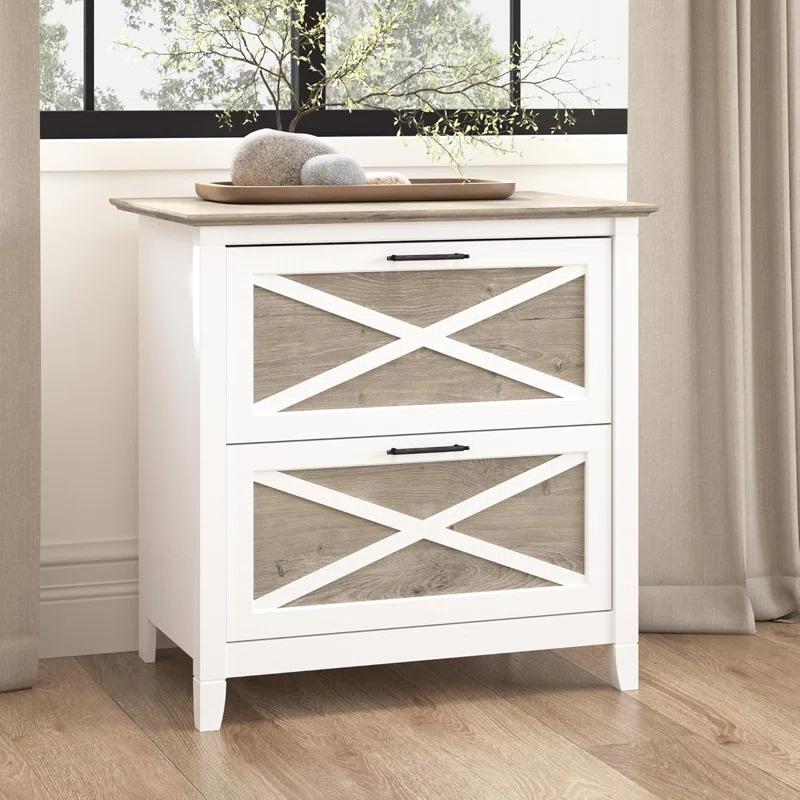 Gracie Oaks Lateral File Cabinet, Modern Farmhouse 2 Drawer File Cabinet For Home Office