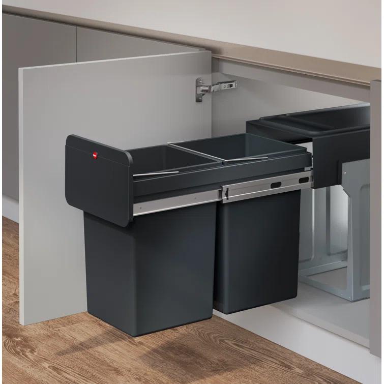 Hailo USA Inc. Plastic Manual Lift Multi-Compartments Trash & Recycling Bin