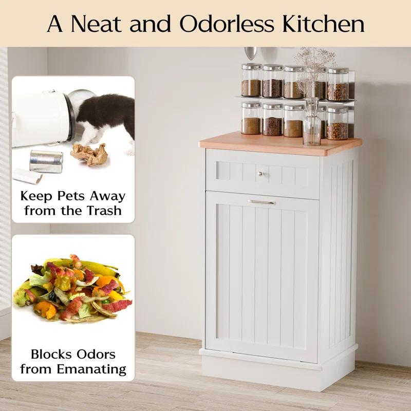 Aeloxis Havant Tilt Out Trash Cabinet 10 Gallon Wooden Free Standing (Not include trash can)