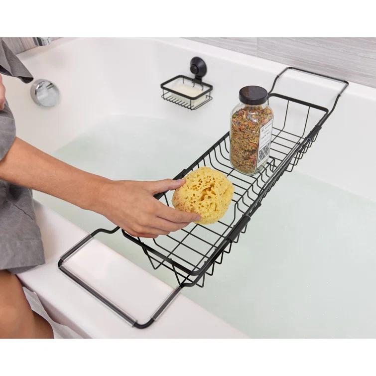 iDesign iDesign Everett Metal Adjustable Over the Tub Caddy 22.55" x 6.7" x 4.41", Matte Black