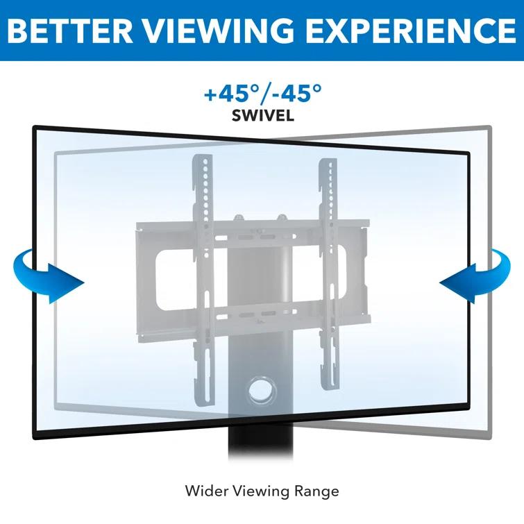 Mount-it Mount-It! Height Adjustable Floor TV Stand with Mount and Tempered Glass Shelves | Fits 32 - 55 in.