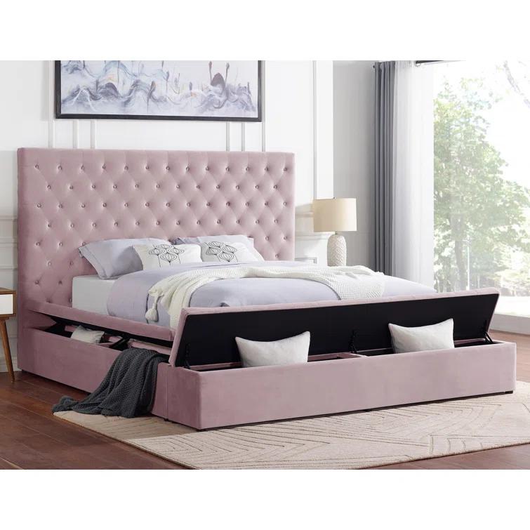 Best Master Furniture Upholstered Panel Storage Bed